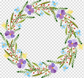 Purple, blue, and yellow flower wreath illustration, Flower Bag Adobe Illustrator Wreath, painted garlands transparent background PNG clipart