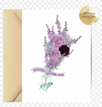 Purple Bouquet Wedding Card - Purple Bouquet Wedding Card