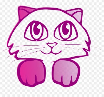 Purple Cartoon Cat - Purple Kitty Tote Bag, Adult Unisex, Natural