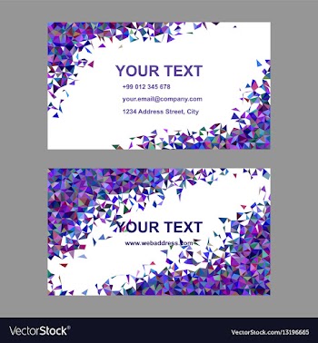 Purple chaotic business card template set vector image