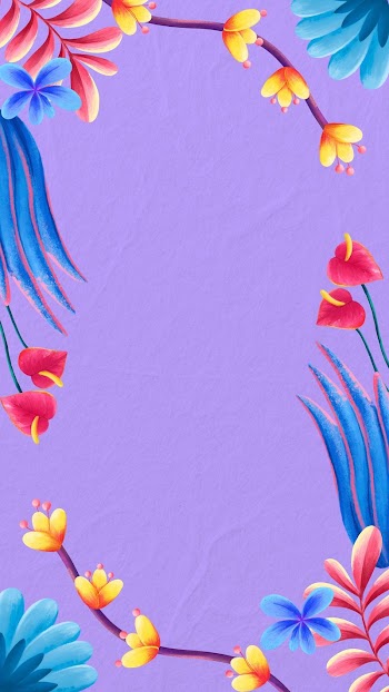Purple floral frame iPhone wallpaper, | Free Photo Illustration - rawpixel