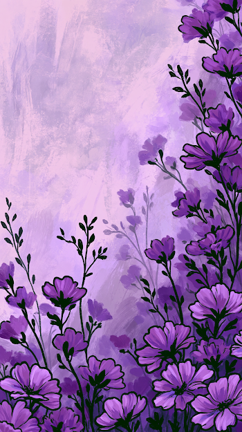 Purple Floral Stained Glass Illustration
