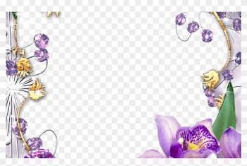 Purple Flower Borders And Frames Purple Flowers Golden - Border Clip Art Purple Floral Frames