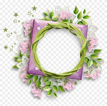 Purple Flower Clipart Round Flower Frame - Round Flower Frame Png