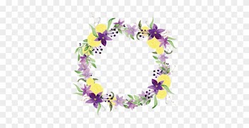 Purple Flower Wreath, Purple Flowers, Flower Wreath, - Purple And Yellow Flower Border