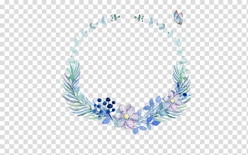 Purple flowers frame , Butterfly Watercolor painting Blue, Blue butterfly creative watercolor wreath transparent background PNG clipart