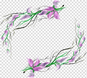 Purple flowers illustration, hand-painted flower borders transparent background PNG clipart