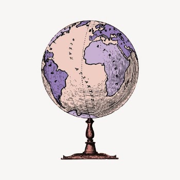 Purple globe collage element, education | Free PSD Illustration - rawpixel