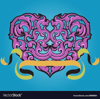 Purple heart with banner vector image