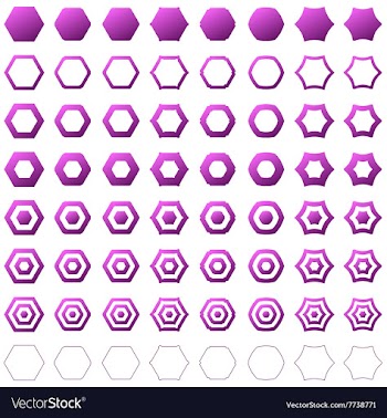 Purple hexagon polygon icon template set vector image