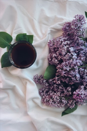 Purple Lavenders on White Textile