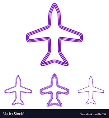Purple line airplane logo design set vector image