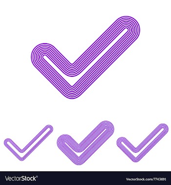 Purple line confirm logo design set vector image