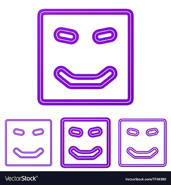 Purple line happy logo design set vector image