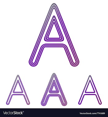 Purple line letter a logo design set vector image