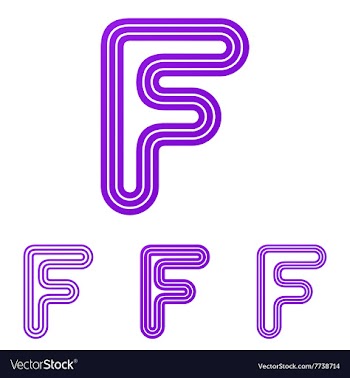 Purple line letter f logo design set vector image