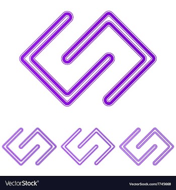 Purple line science logo design set vector image