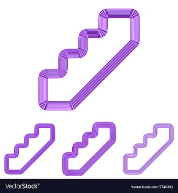 Purple line stair logo design set vector image