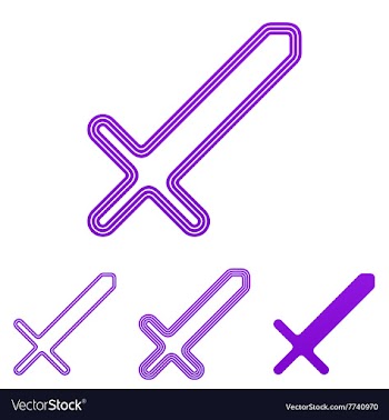 Purple line sword logo design set vector image