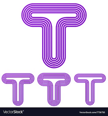 Purple line t logo design set vector image
