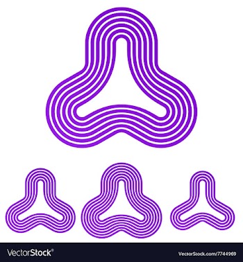Purple line triangle logo design set vector image
