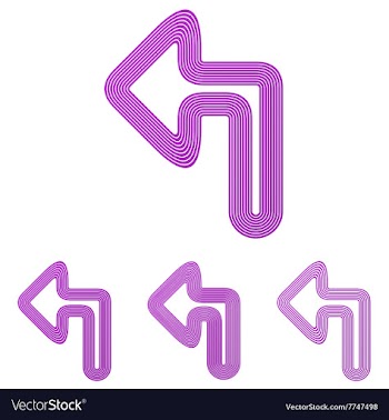 Purple line turn left logo design set vector image