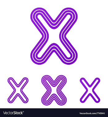 Purple line x logo design set vector image