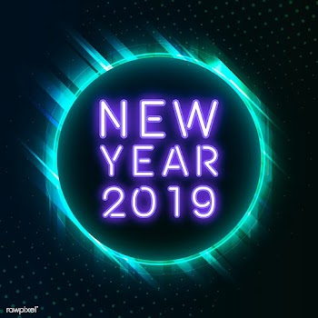 Purple new year 2019 in a green  circle neon .. | Free stock vector - 535281