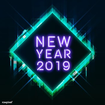 Purple new year 2019 in a green square neon s.. | Free stock vector - 535308