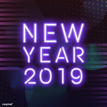 Purple new year 2019 neon sign vector | Free stock vector - 535241