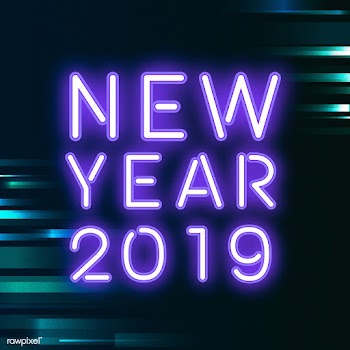 Purple new year 2019 neon sign vector | Free stock vector - 535318
