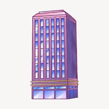 Purple office building clipart, cartoon | Free Photo - rawpixel