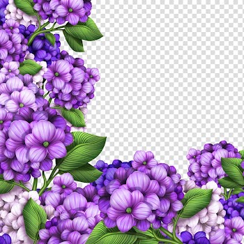 Purple petaled flowers illustration, Hydrangea Flower , Beautiful purple border transparent background PNG clipart