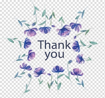 Purple petaled flowers with thank you text overlay, Watercolor painting Graphic design Purple , Purple watercolor border transparent background PNG clipart