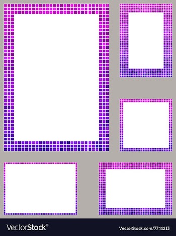 Purple pixel mosaic page layout border set vector image