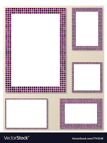 Purple pixel mosaic page layout border set vector image