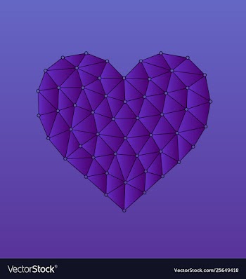 Purple polygonal heart shape low poly love vector image