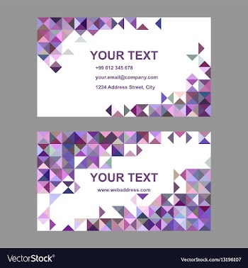 Purple riangle mosaic business card template vector image