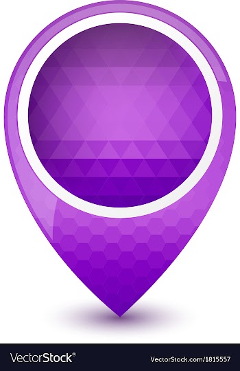 Purple round 3D map pointer vector image