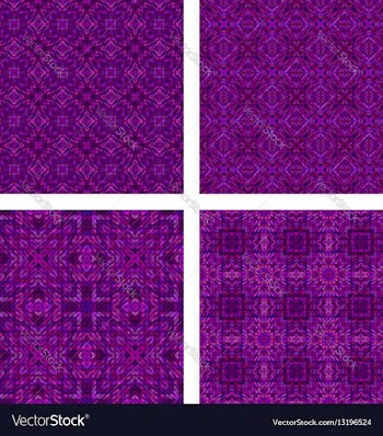 Purple seamless mosaic pattern background set vector image