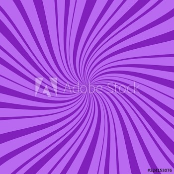 Purple square abstract background with thin and thick radial rays, lines or stripes swirling around center