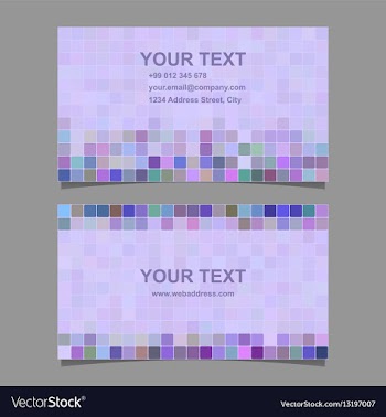 Purple square mosaic business card template design vector image