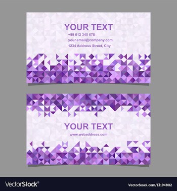 Purple triangle mosaic business card template vector image