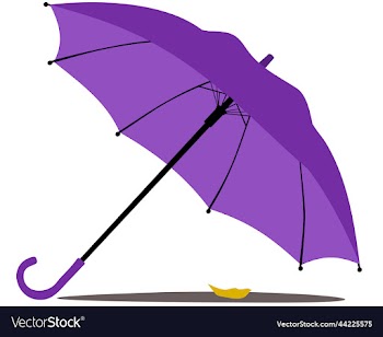 purple umbrella with shadow autumn yellow leaf