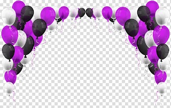 Purple, white, and black balloons border, Balloon , Balloons Decoration transparent background PNG clipart