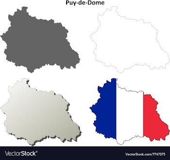 Puy-de-Dome Auvergne outline map set vector image
