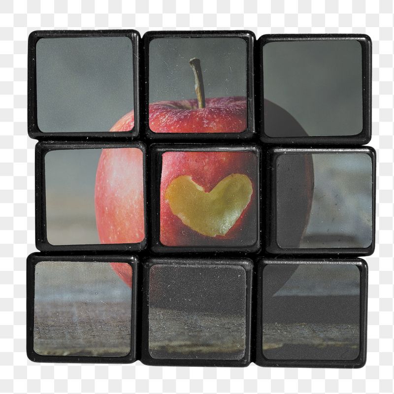 Puzzle cube png sticker, apple | Free PNG - rawpixel