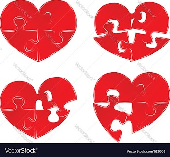  					Puzzle hearts vector image														