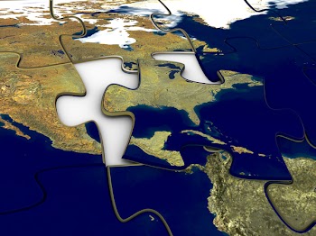 Puzzle of the world, USA in focus.