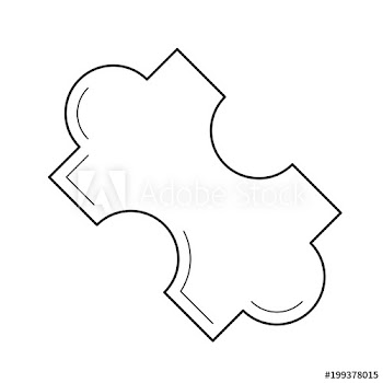 Puzzle piece vector line icon isolated on white background